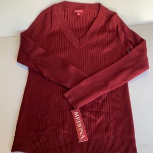 NWT Merona Stretch Ribbed Knit V-Neck Sweater